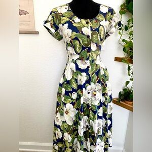 -sold- Carole Anderson Vintage 80s Floral Midi Dress